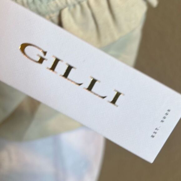 Gilli Size M Linen Blend Strapless Smocked Top Cream Coastal Contemporary NWT - Picture 10 of 11